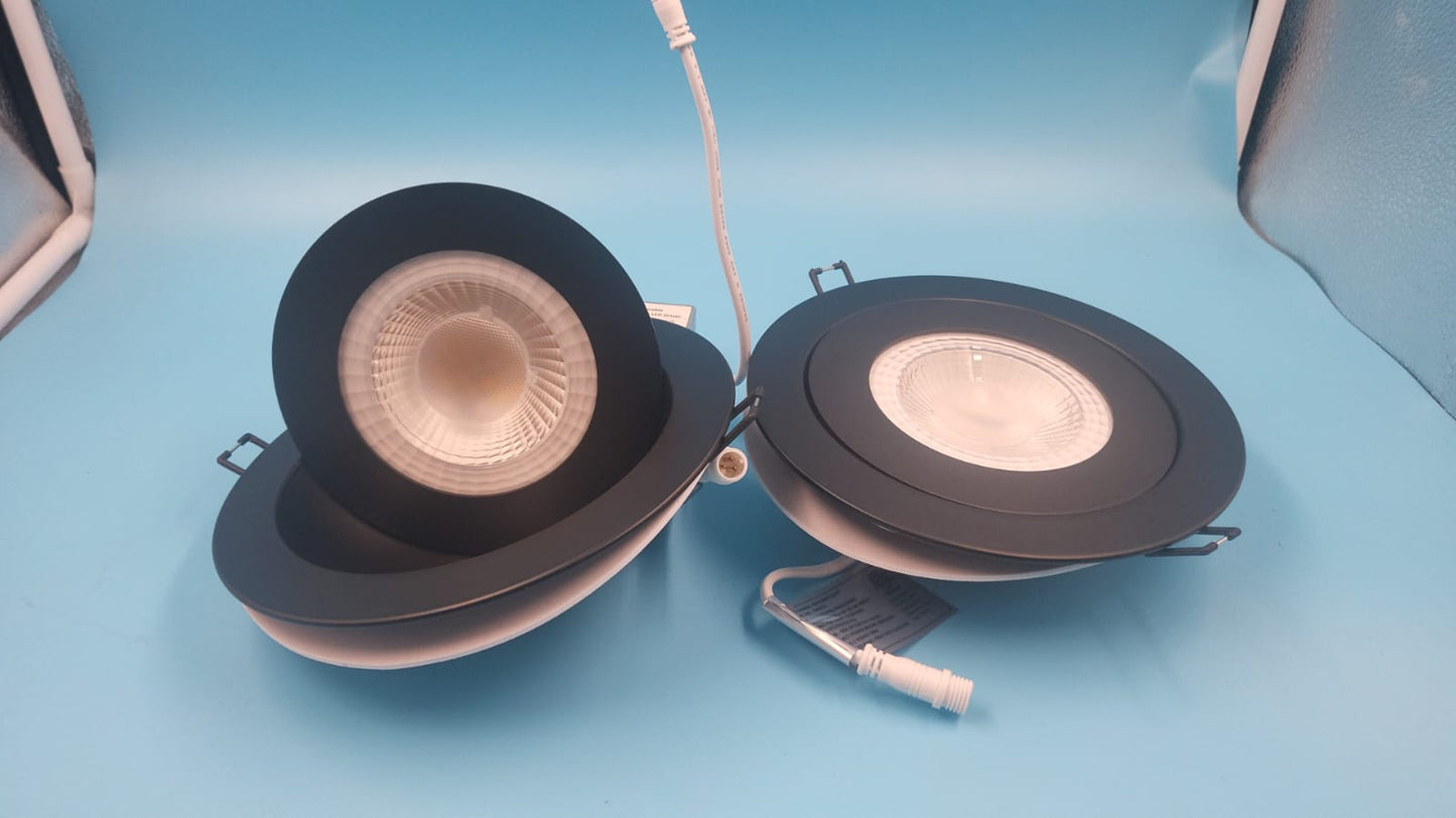 Foco empotrable de 15.24 cm – 12 W con cardán inclinado para techo, empotrado. POPANU