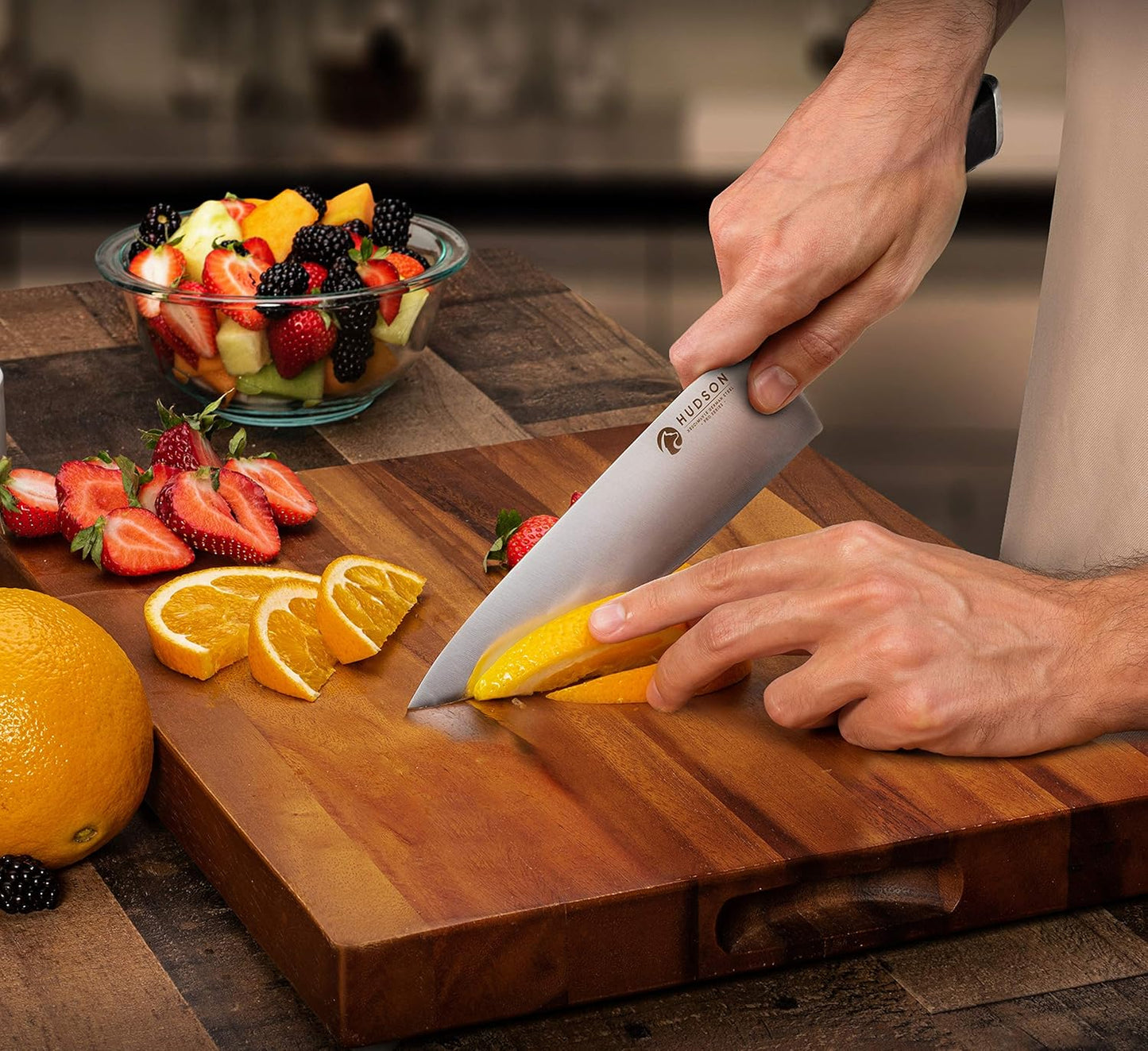Cuchillo de chef Hudson, 8", acero alemán, mango de micarta.