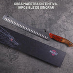 Cuchillo japonés Jikko de 12", para Brisket, mango de epoxi y madera (DETALLE)