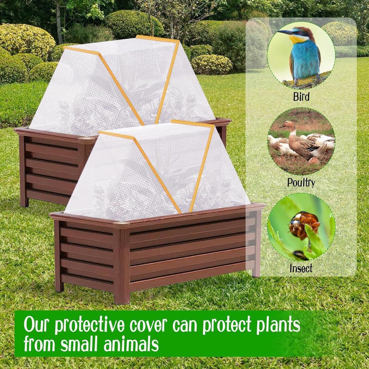 Cubierta de plantas, elevada y plegable, protección para clima extremo.