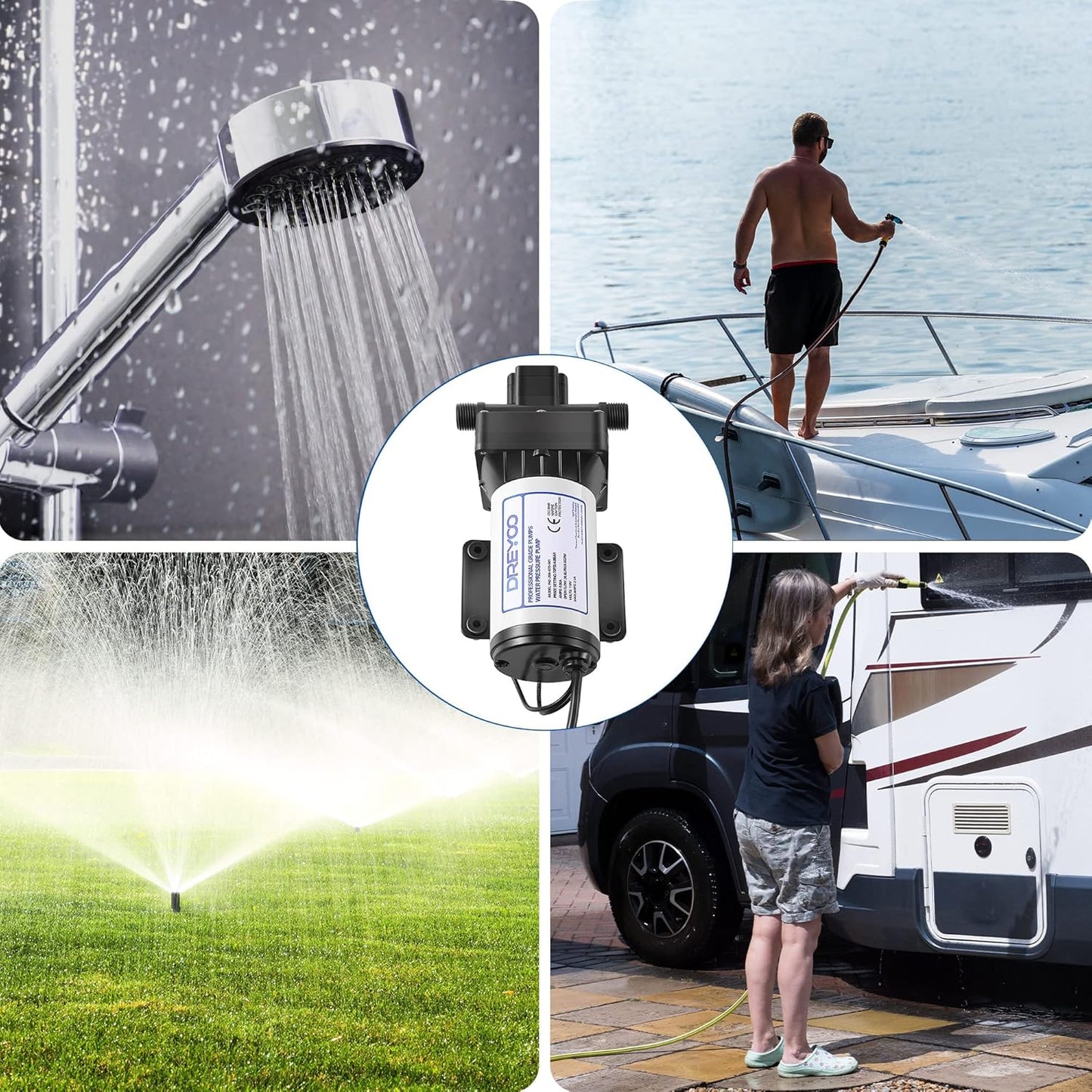 Bomba de presión de agua de 110 V, 5.5 GPM, 70 PSI, autocebante.