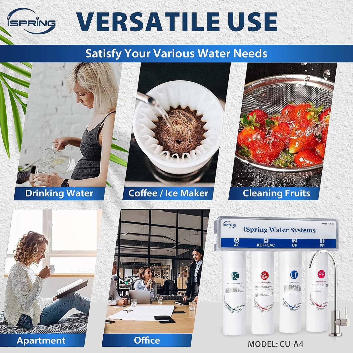 Sistema de ultrafiltración de agua, 4 Etapas, con Grifo Cromado.(USADO).