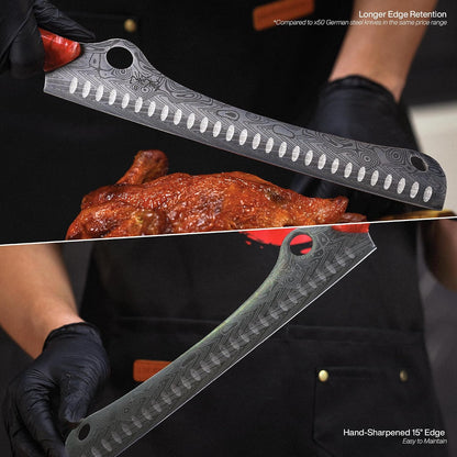 Cuchillo japonés Jikko de 12", para Brisket, mango de epoxi y madera