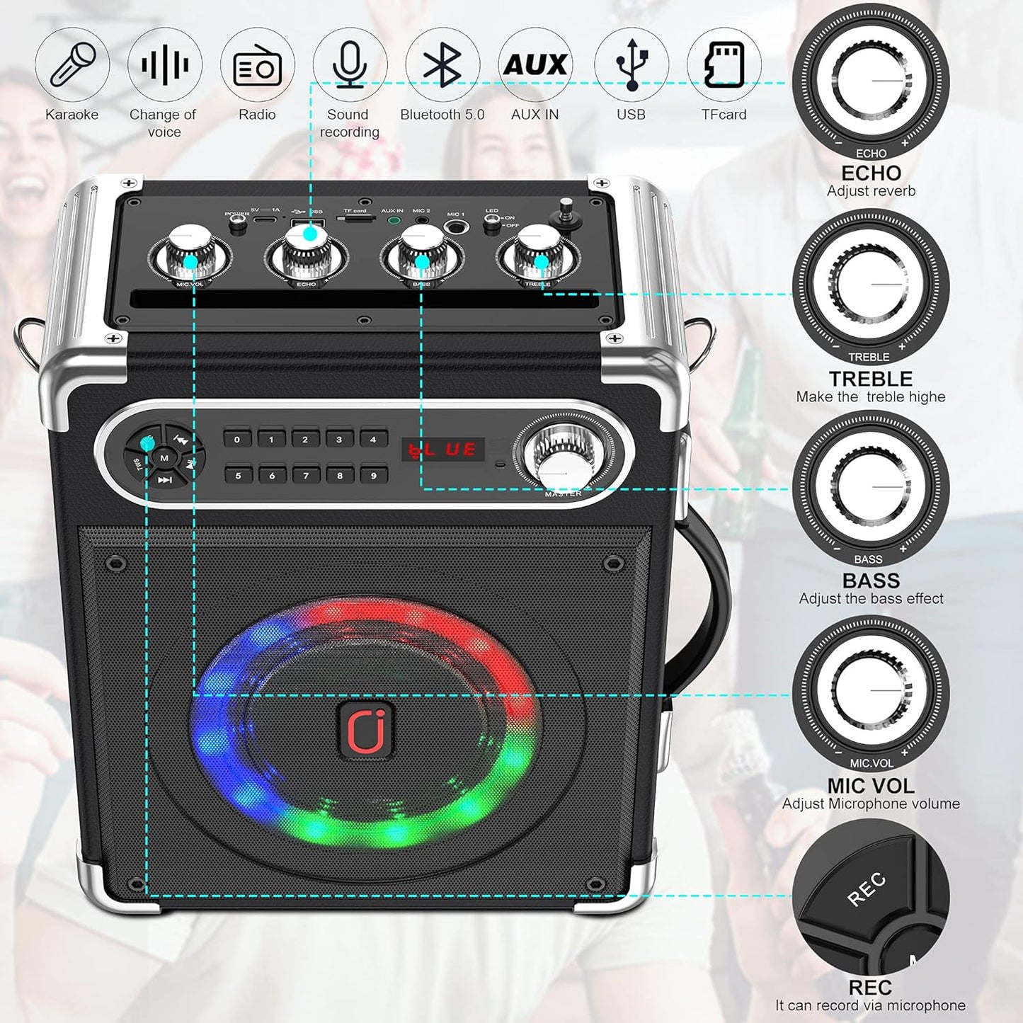 Máquina de karaoke JYX, con 2 micrófonos inalámbricos, (USADO).
