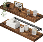 Repisas flotantes QEIGG para pared de 61 x 23 cm, juego de 2, café