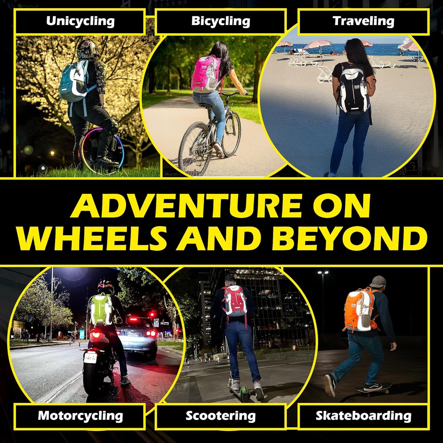 Mochila reflectante RIDERBAG.Alta visibilidad, viajeros, motocicleta, color roja.