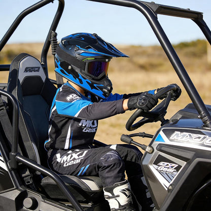 Casco de motocross para niños, con gafas y guantes, (USADO).