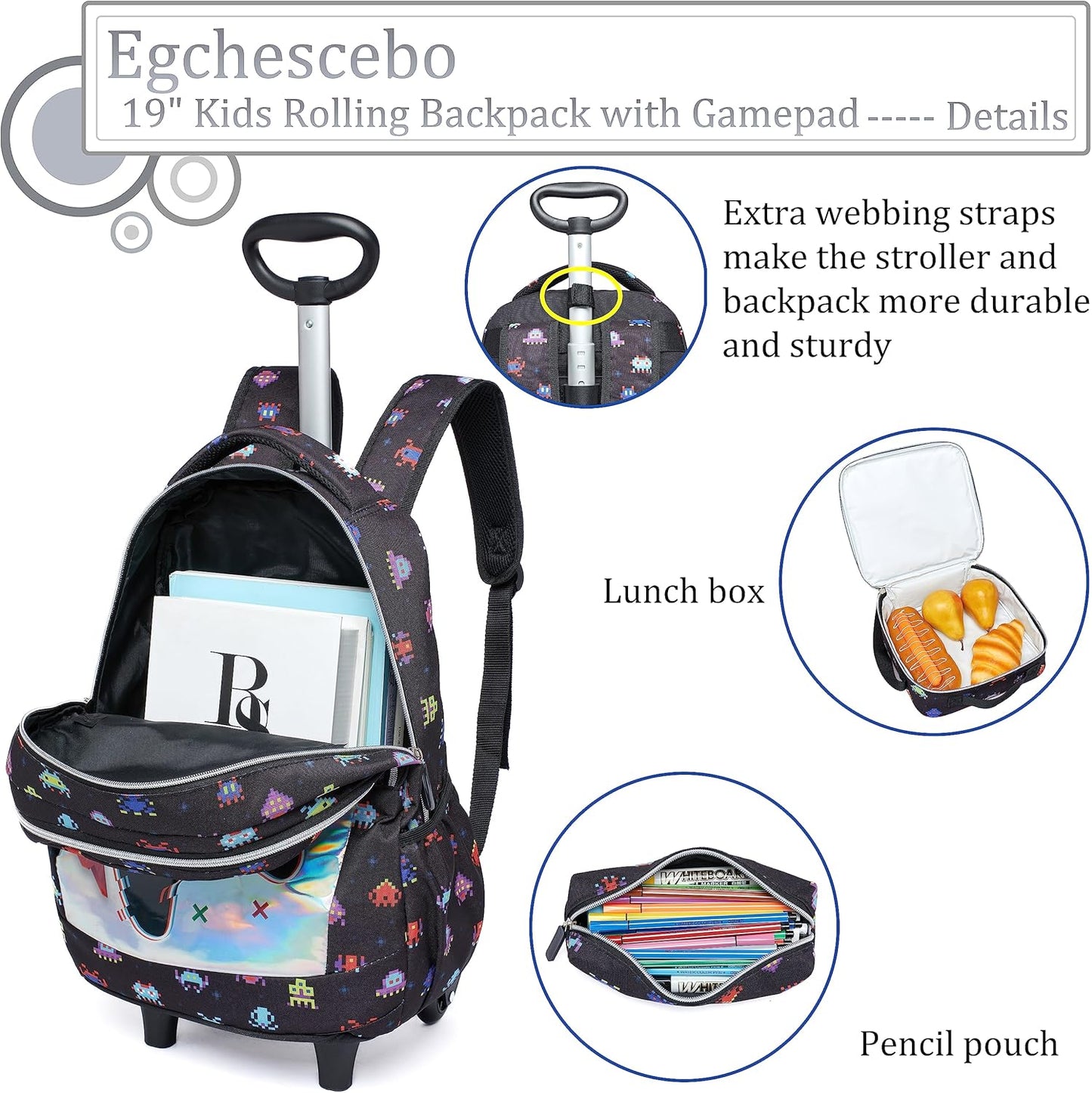 Mochila con ruedas para niños, maletas de 18 pulgadas, 3 piezas, equipaje de viaje.