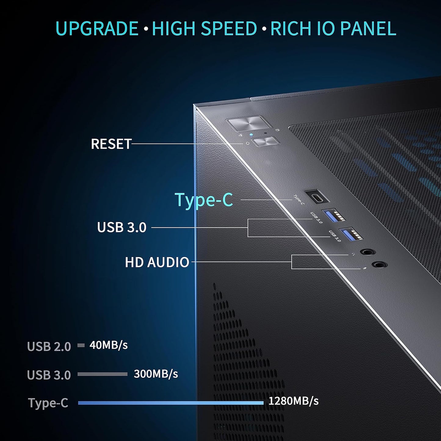 Carcasa p/PC, ventiladores preinstalados, tipo C, torre media, vidrio templado.