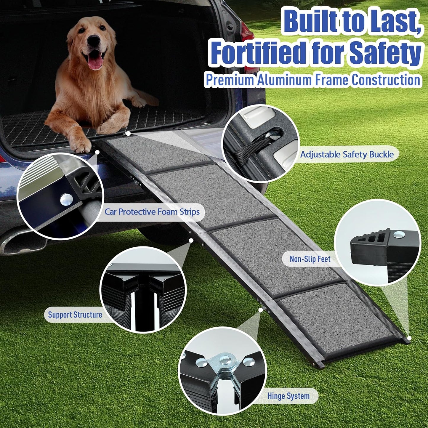 BACOENG, Rampa para perros, p/coche, Plegable, Antideslizante.