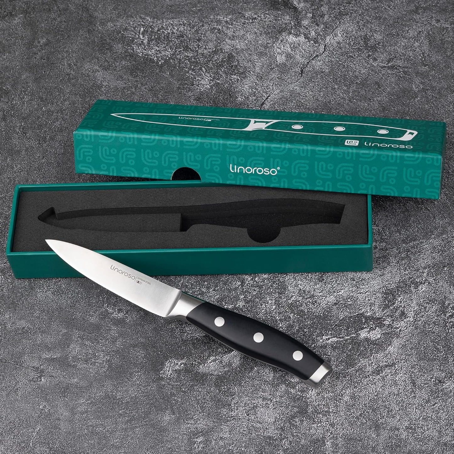 Linoroso, cuchillo de cocina de 3.5", acero al carbono aleman.(USADO)