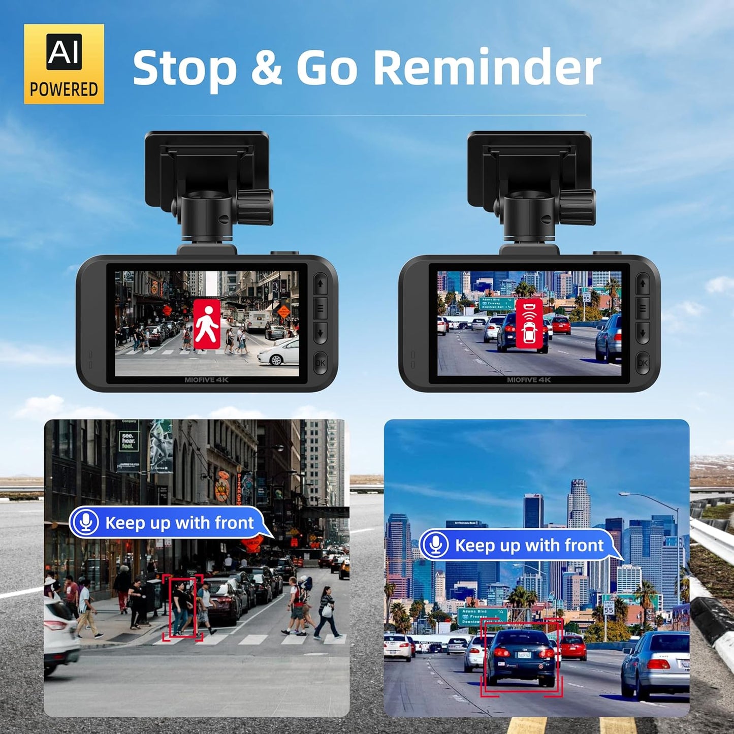 Miofive, Cámara de coche 4K, grabación en bucle, HDR.
