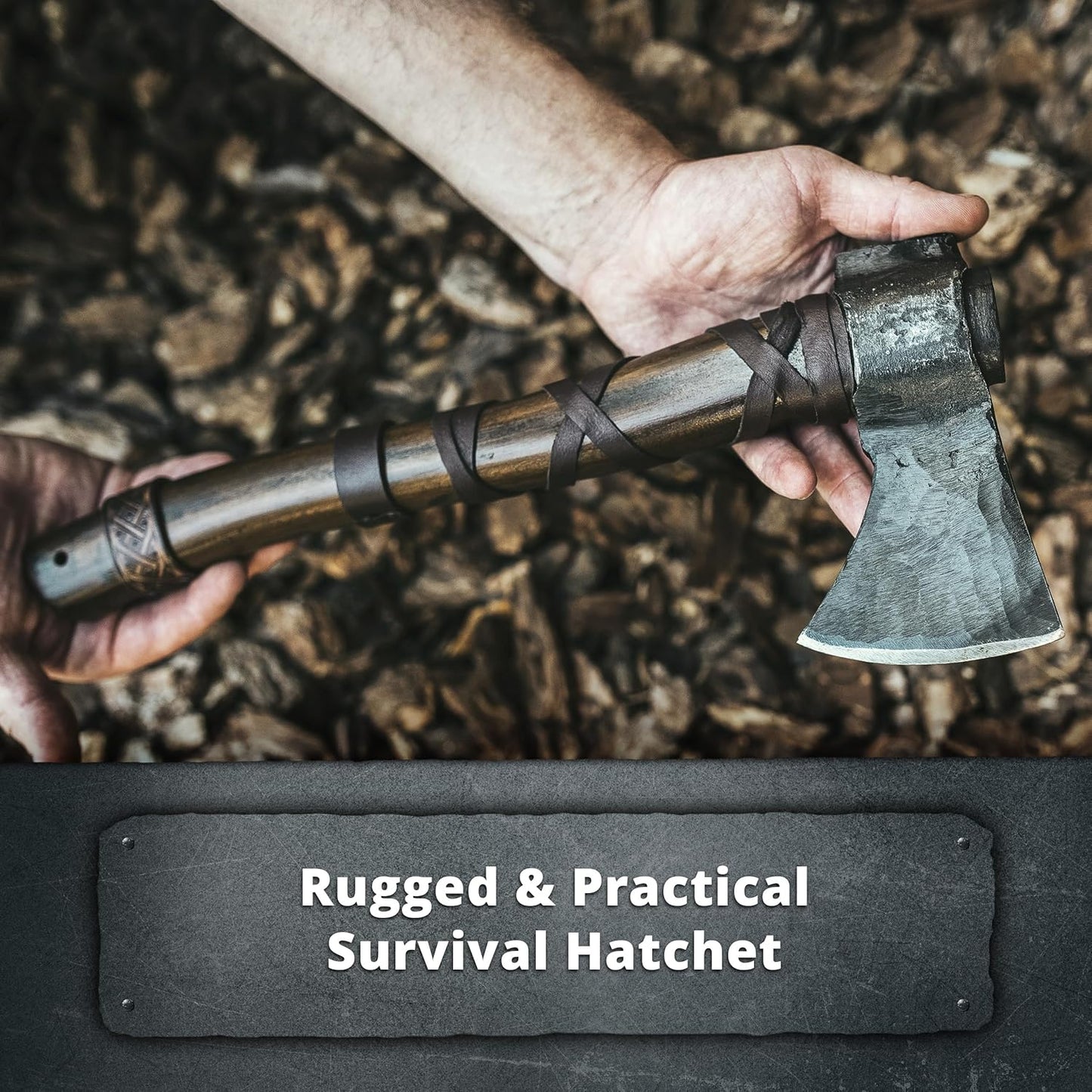 Norse Tradesman Hacha Vikinga, 14", acero al carbono, mango teca.