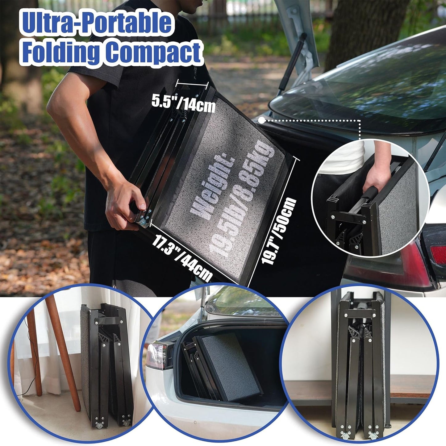 BACOENG, Rampa para perros, p/coche, Plegable, Antideslizante.