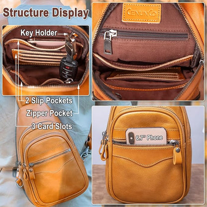 Bolso Bandolera De Piel Genuina Cruzado Antirrobo