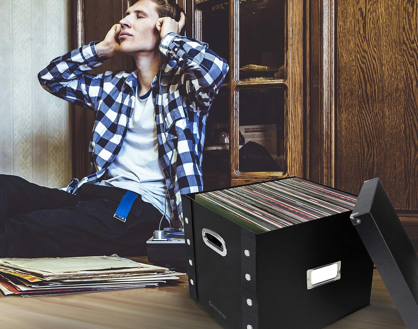 2 Cajas almacenamiento discos de vinilo 12"