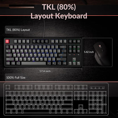 Teclado mecánico con cable Keychron C3/HE/TKL, interruptores magnéticos