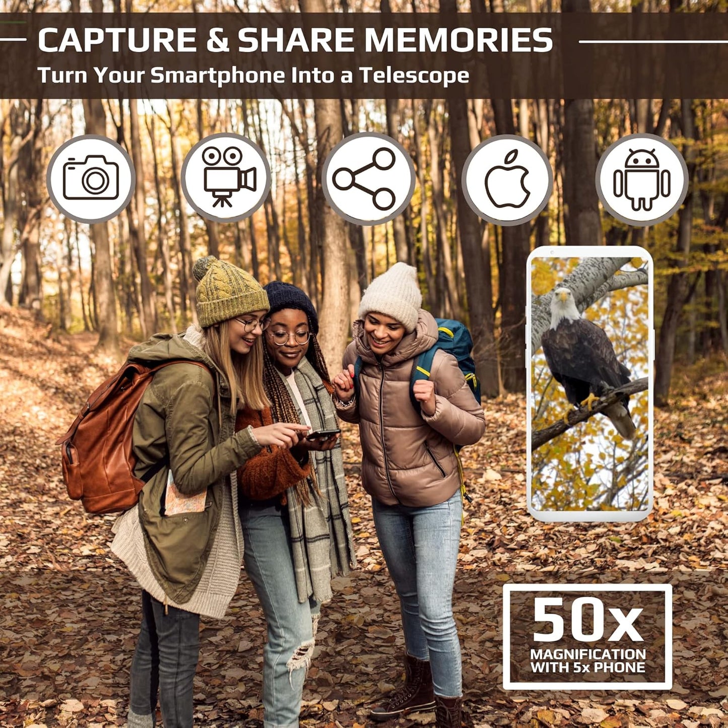 Owló Kit monocular para Smartphone. Potencia HD 10x42