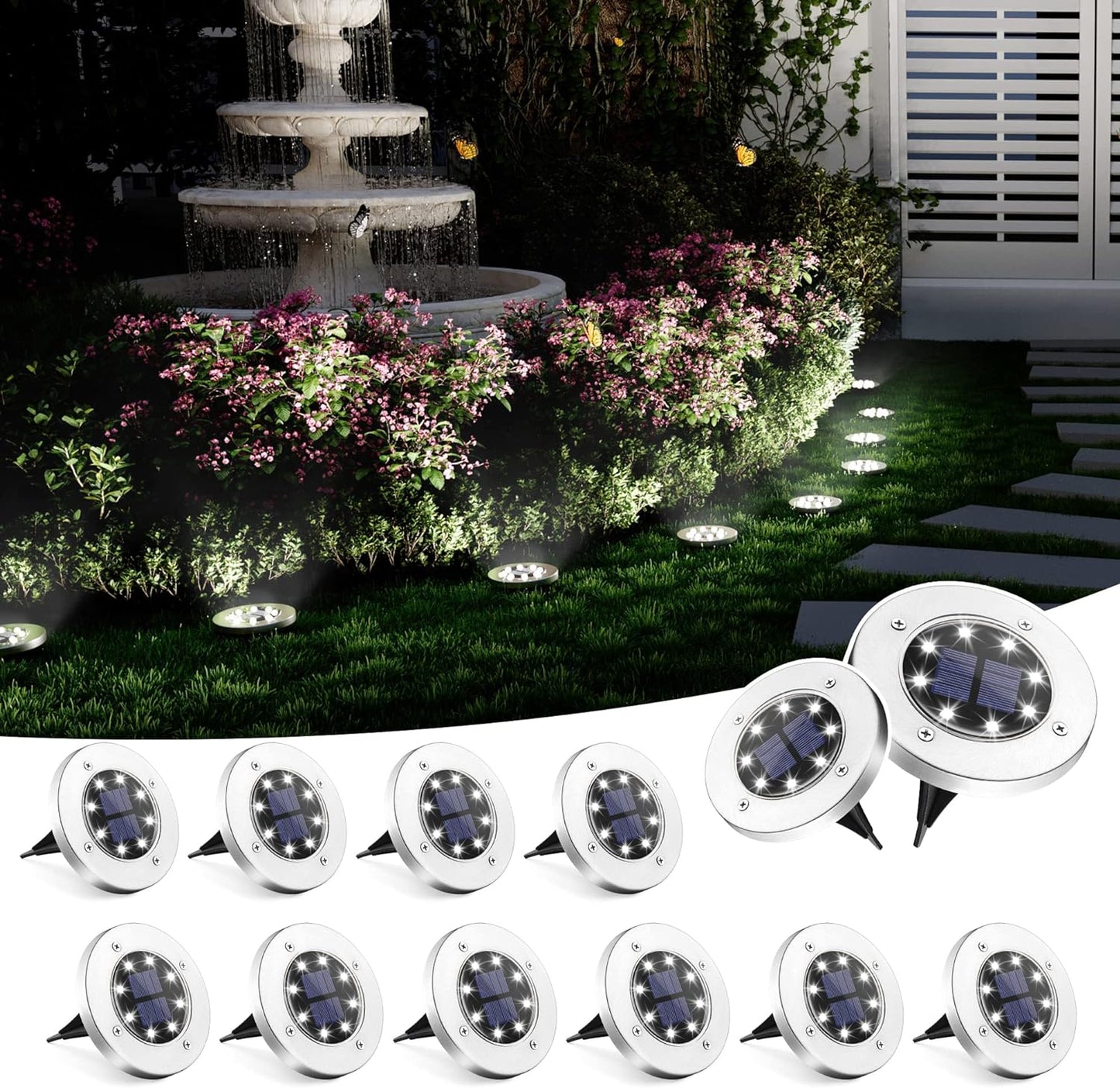 Luces solares de tierra, SOLPEX, 12pcs, impermeables, de jardin.
