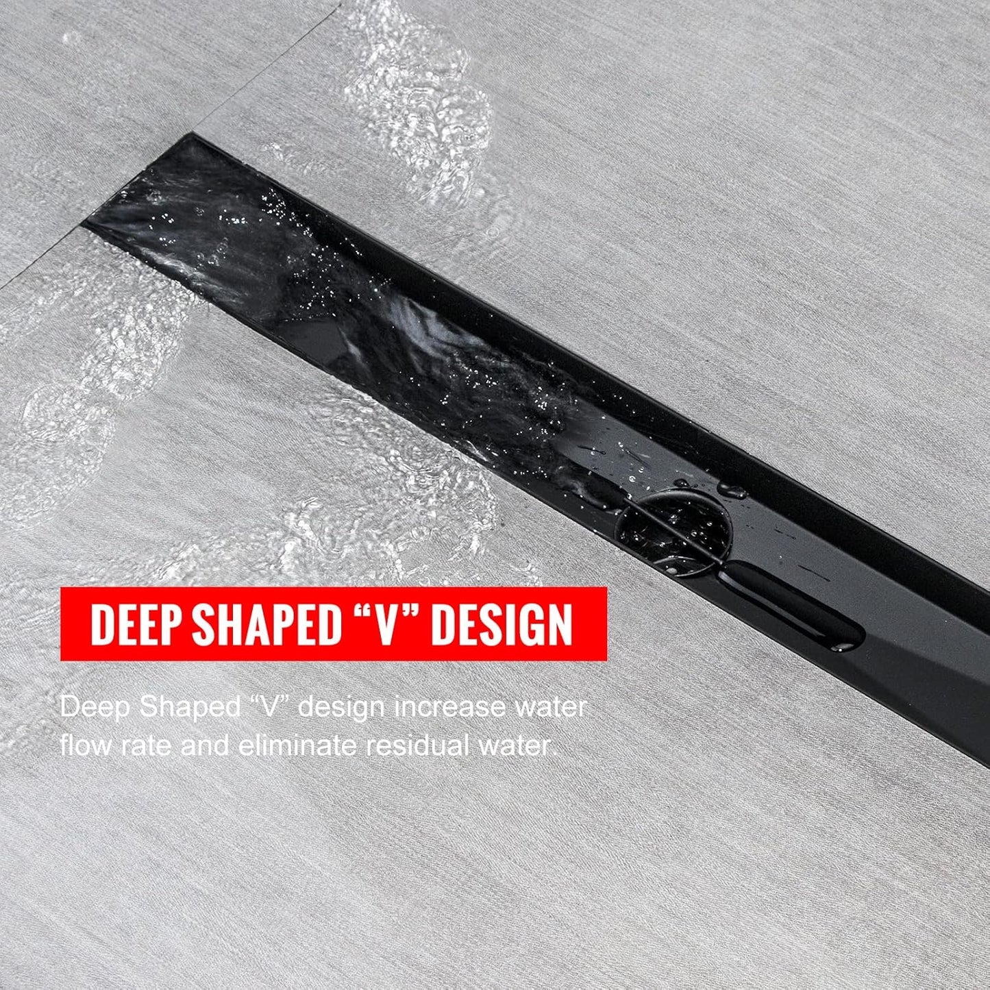 SaniteModar Drenaje lineal de regadera, 24", inserto azulejos.