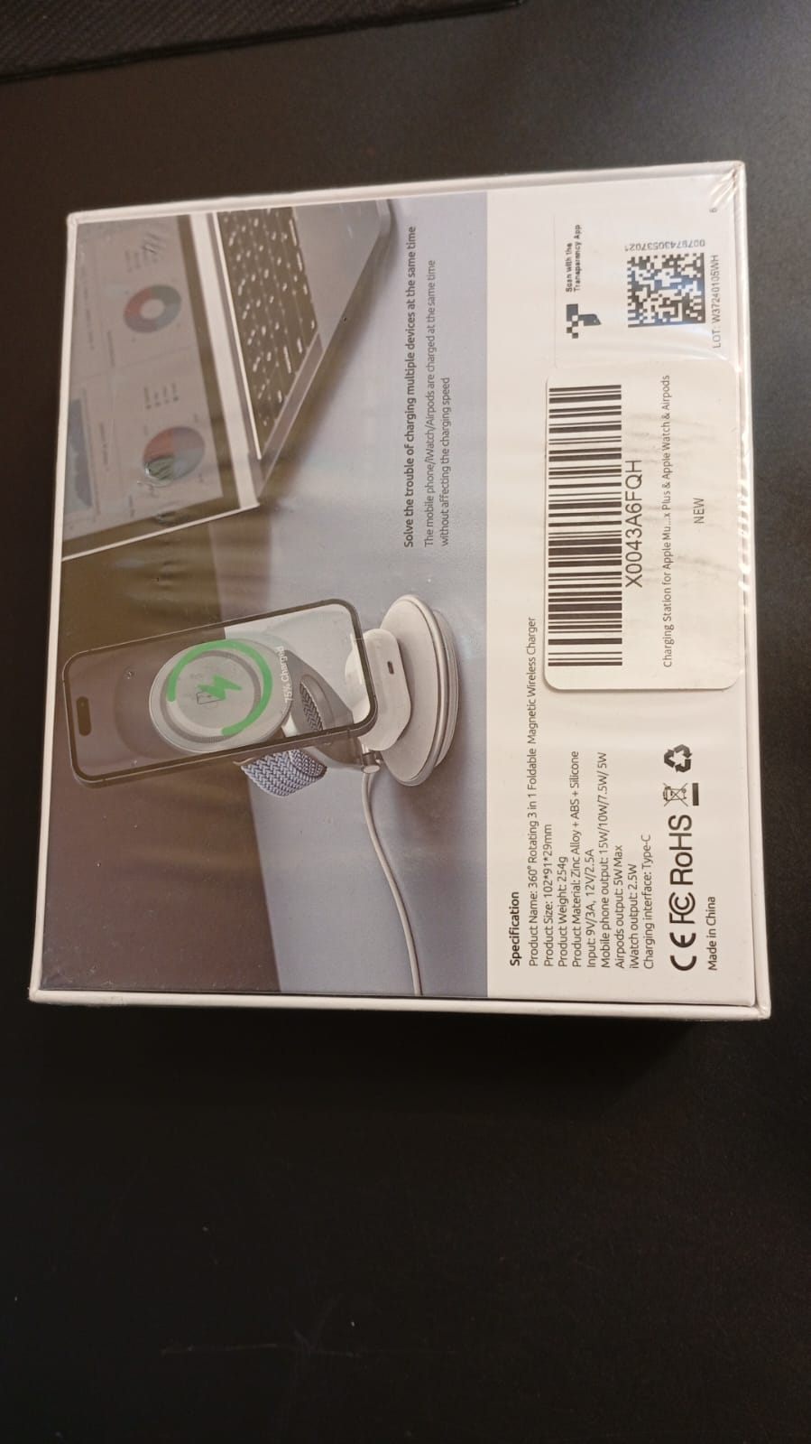 Estación de carga para múltiples dispositivos Apple, 360 rot.