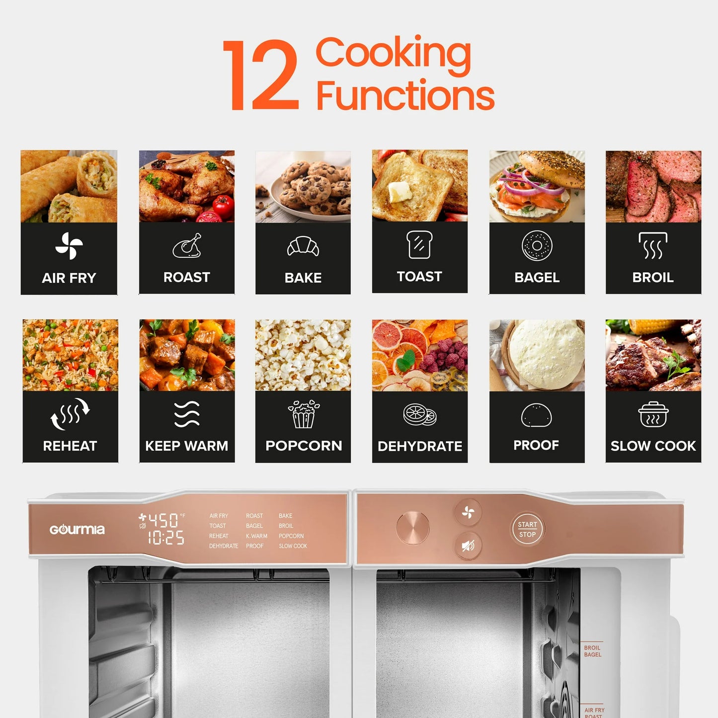 Gourmia Horno Tostador Freidora de Aire Digital de 6 Rebanadas.