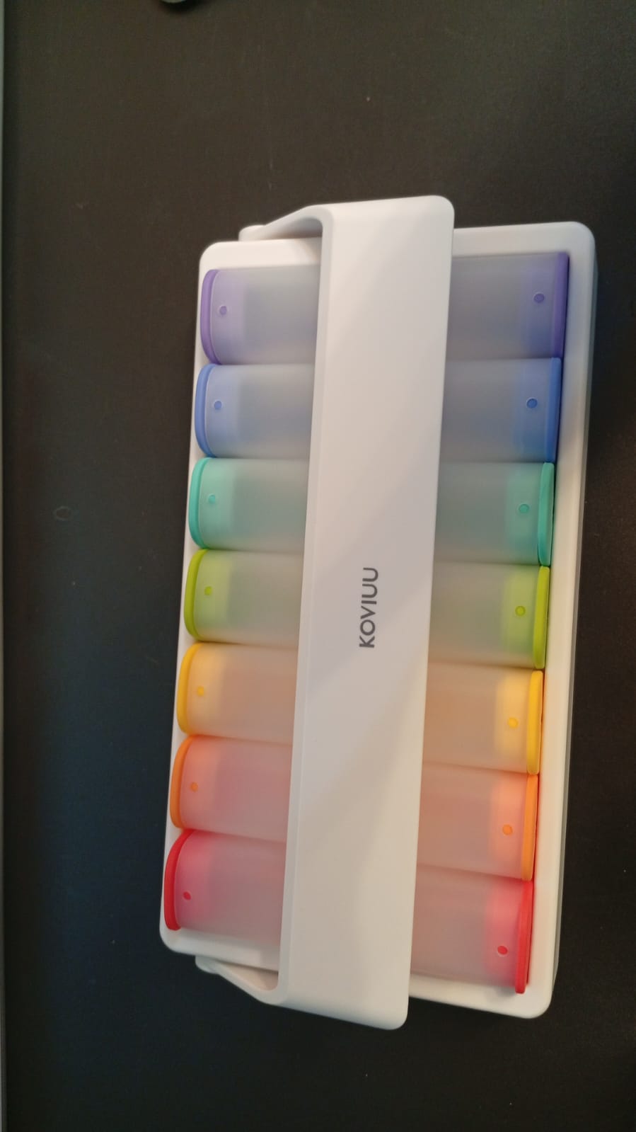 Pastillero semanal 2 veces al día, Koviuu, con mango giratorio.