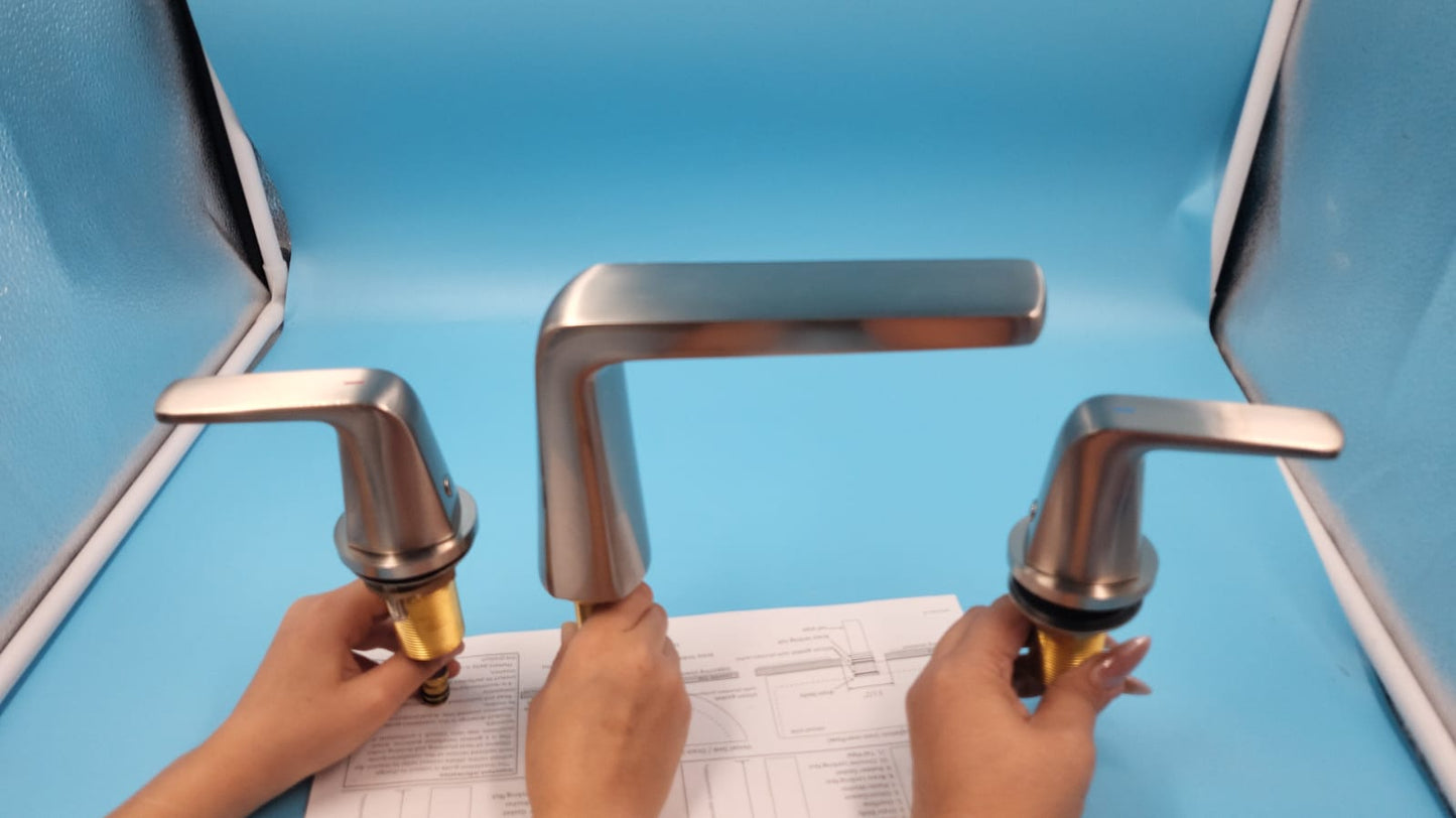 Grifo de baño 3 agujeros con montaje de drenaje desplegable JAKARDA