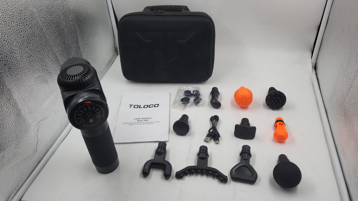TOLOCO Pistola de masaje electrico con 10 cabezales USADO