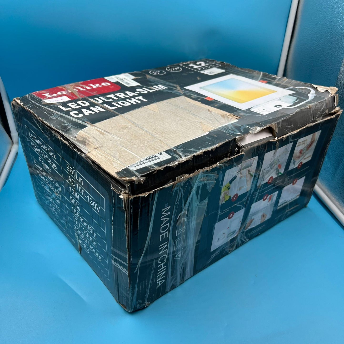 Leelike Paquete de 12 luces LED cuadradas 6" 12W