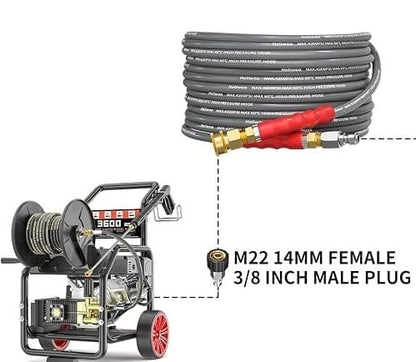 Manguera para hidrolavadora 30.5m (100ft) M22 14mm con Accesorios.