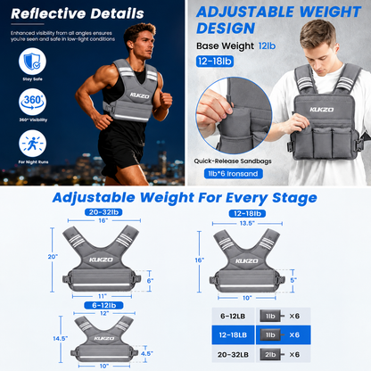 Chaleco Con Peso Ajustable Para Entrenamiento KUKZO Color Gris