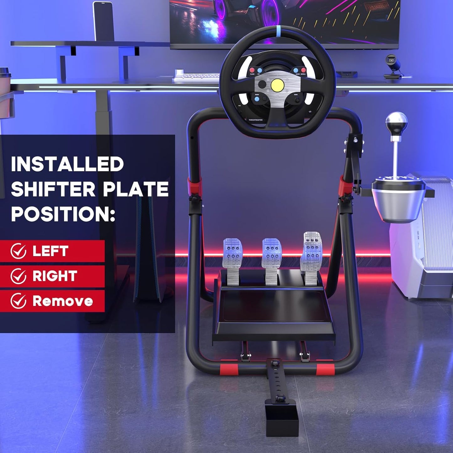 Soporte para volante de carreras, con inclinación ajustable.