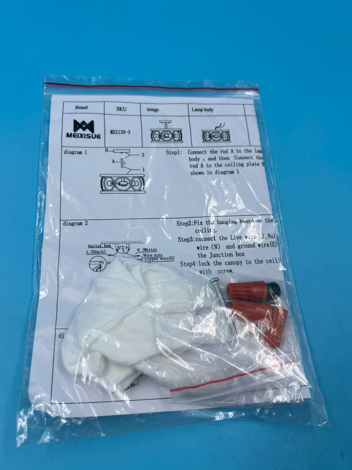 MEIXISUE - Lámpara de techo de casa moderna 3 luces