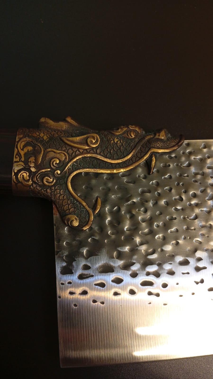 Cuchillo de carnicero, de acero Longquan, mango de madera.