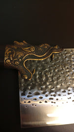 Cuchillo de carnicero, de acero Longquan, mango de madera.