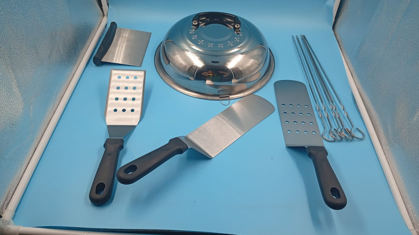 Kit de accesorios para parrilla, 19 piezas, Acero Inoxidable.