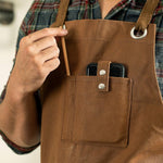 Delantal de trabajo de lona encerada, Texas Canvas Wares, ajustable.