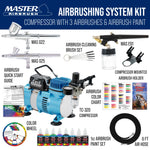 Kit de aerógrafo Master Airbrush con compresor, tres pistolas y set de pintura acrílica — vista 3