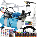 Kit de aerógrafo Master Airbrush con compresor, tres pistolas y set de pintura acrílica