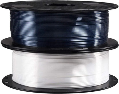 Paquete de filamento PLA 2 en 1 para impresora 3D, blanco brillante y negro.
