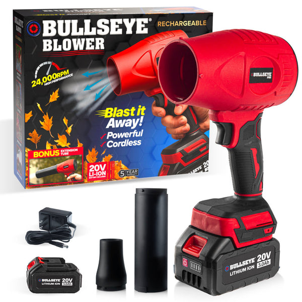 Sopladora de hojas inalámbrica Bullseye con batería y cargador