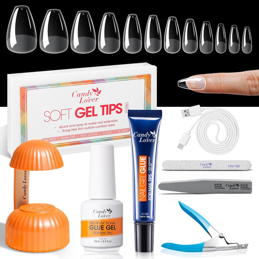 Kit de uñas postizas, rapido y facil, 552 puntas, polygel.