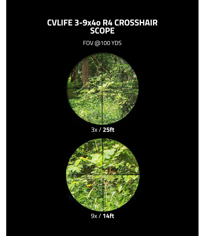Mira Deportiva Cvlife 3-9x40 Optics R4 Retícula Crosshair Soportes Libres.