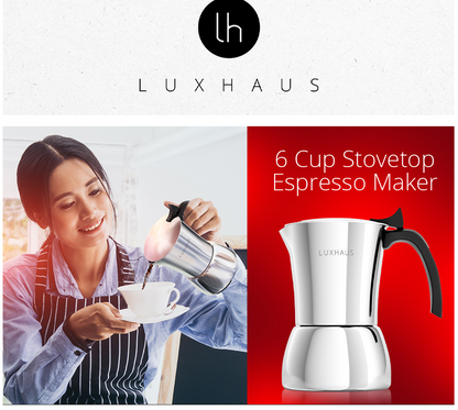 Cafetera para Estufa, 9 Tazas, Espresso, LUXHAUS, Olla de Moka.