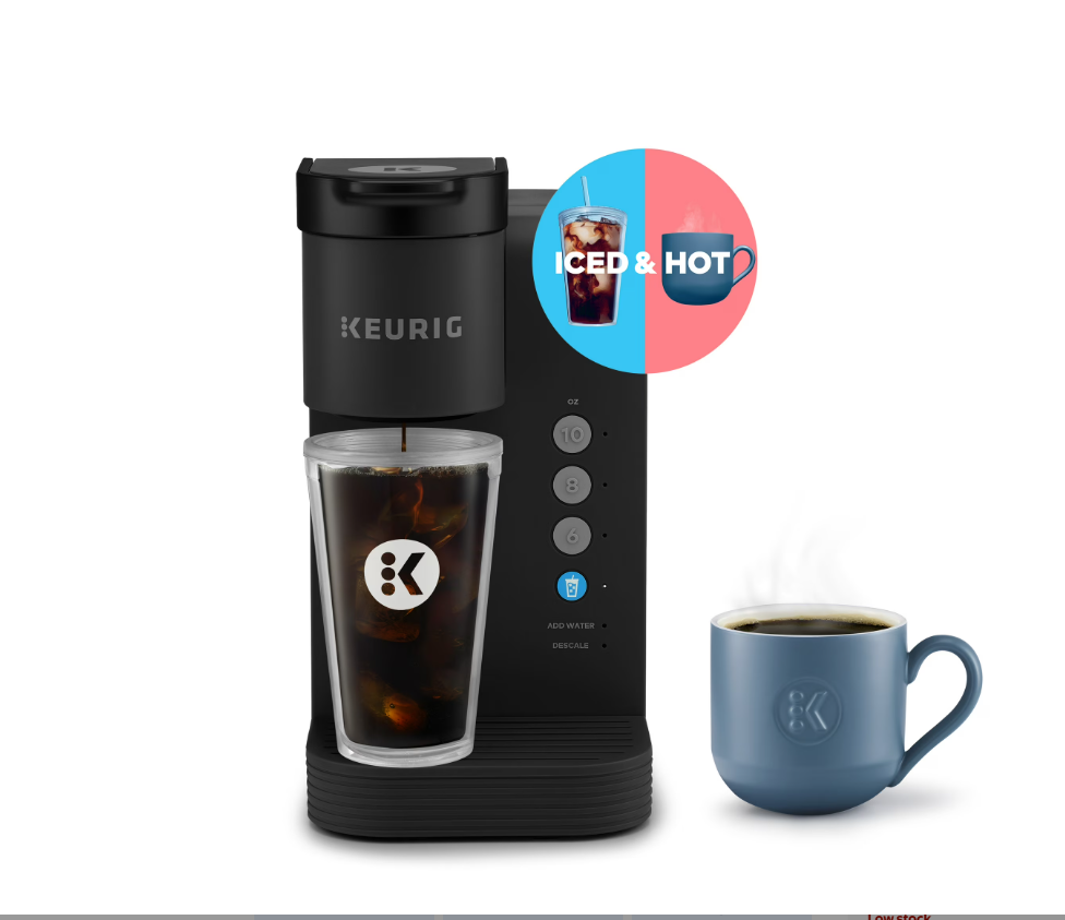 Cafetera Keurig, cápsulas K-Cup para café frío y caliente, negra.