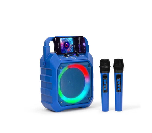 Máquina de karaoke JOYC, 2 micrófonos inalámbricos y luces RGB