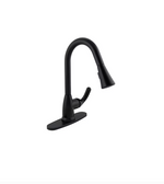 Grifo de cocina monomando, extraíble, Earth Luxe Niagara, Negro Matte.