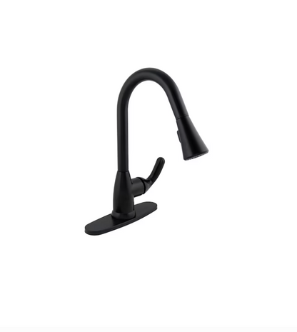 Grifo de cocina monomando, extraíble, Earth Luxe Niagara, Negro Matte.