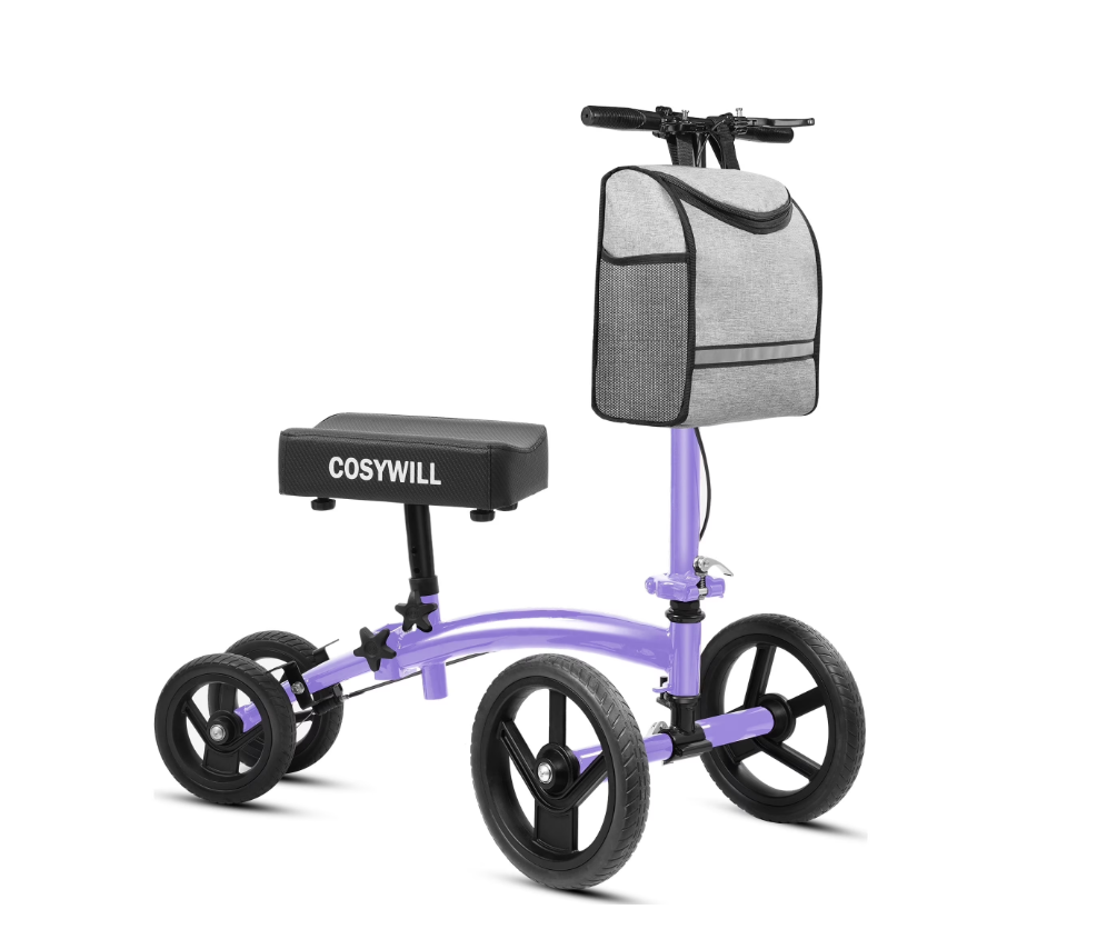 Andador de rodilla dirigible Cosywill, plegable, alternativa a las muletas.